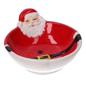 Set 2 Ciotole Ceramica Babbo Natale Rosso 15x13h6.5