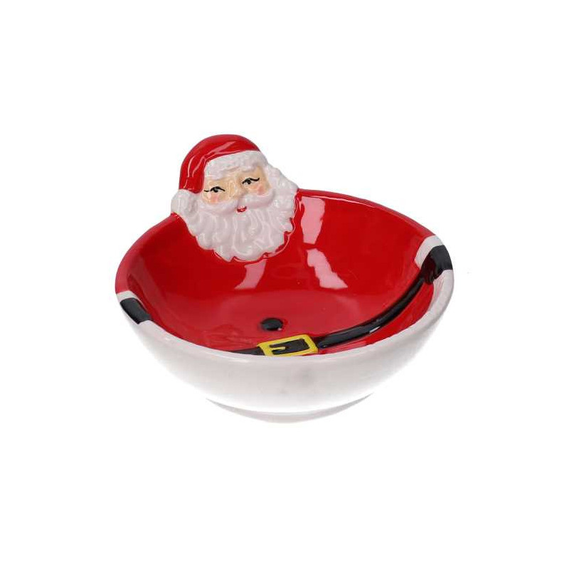Set 2 Ciotole Ceramica Babbo Natale Rosso 15x13h6.5