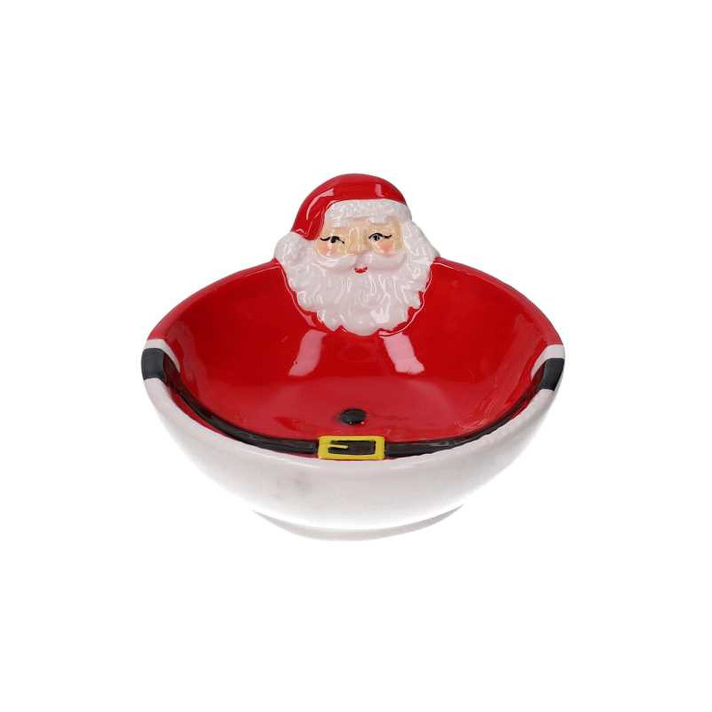 Set 2 Ciotole Ceramica Babbo Natale Rosso 15x13h6.5