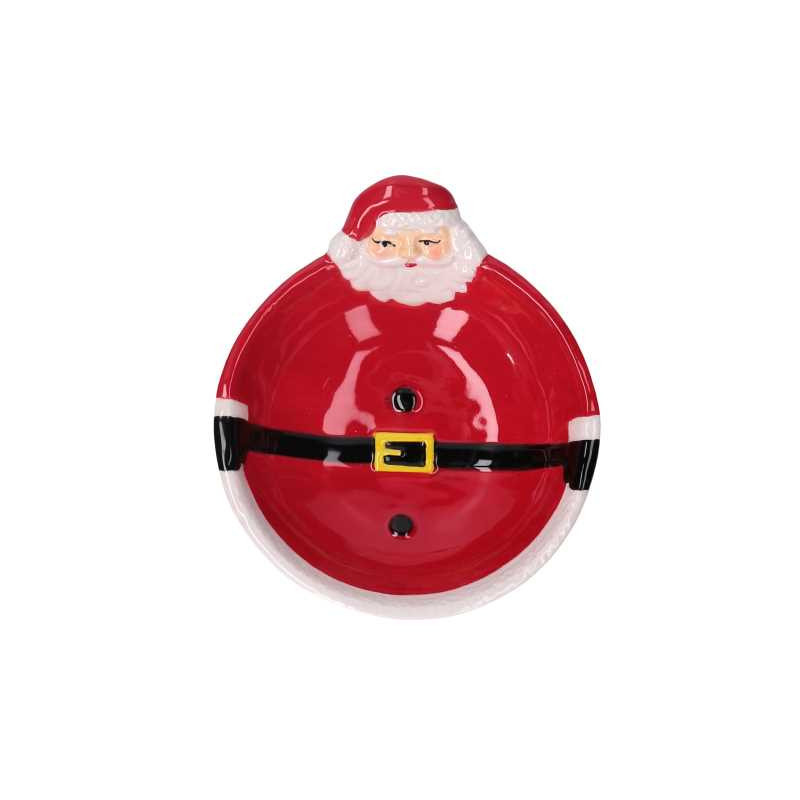 Set 2 Ciotole Ceramica Babbo Natale Rosso 15x13h6.5