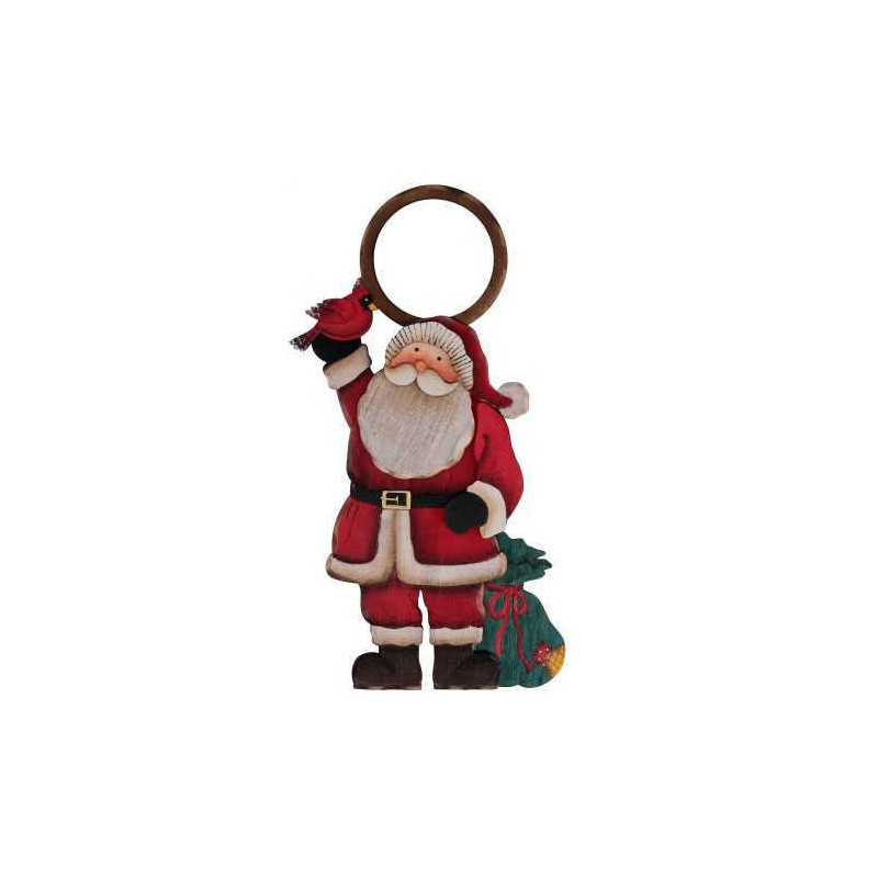 Set di 2 Segnaporta Legno Babbi Natale Rosso 16x2x23 cm