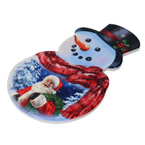 Zoom Set di 3 Mattonelle ceramica pupazzo di neve babbo natale cm 15x24