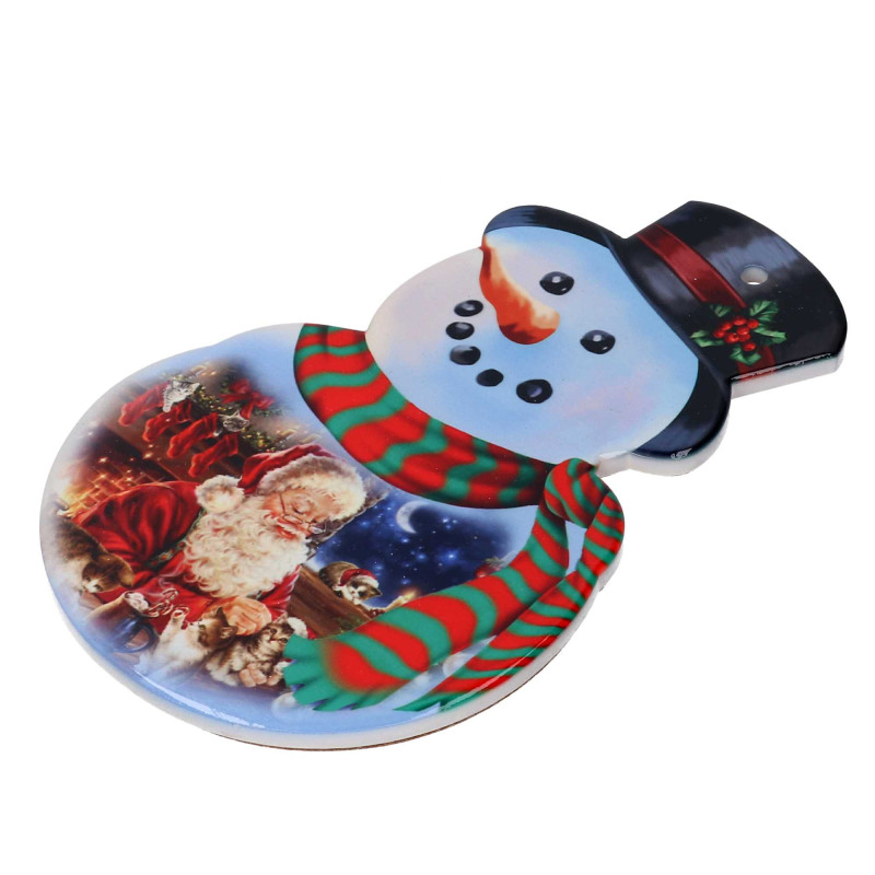Set 3 Mattonelle Ceramica Pupazzo di Neve Babbo Natale 15x24 cm