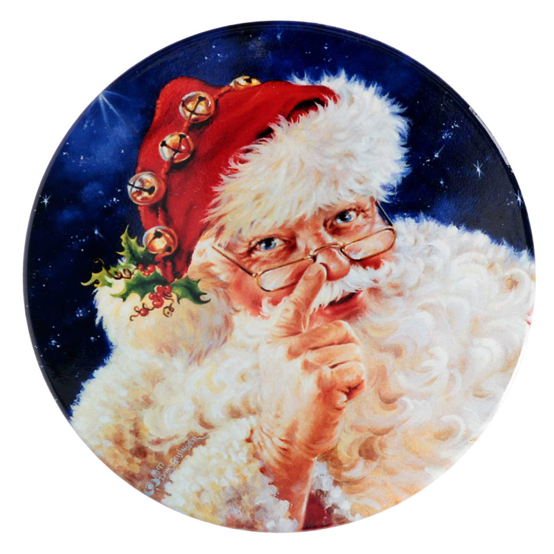 Set 3 Mattonelle Ceramica Babbo Natale Tondo 18x18x0,6 cm