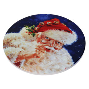 Zoom Set di 3 Mattonelle ceramica babbo natale tondo cm 18x18x0,6