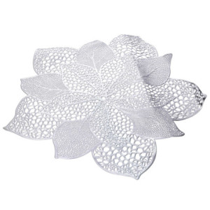 Zoom Set di 12 Tovagliette plastica fiore argento cm 43,18x45,72