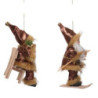 Set 4 Babbi Natale Tessuto Marrone Oro H17 cm Decorazioni