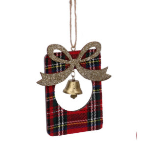 Set 6 Pacchi Regalo Legno Rosso Scozzese 7,5x9 cm Decorazione