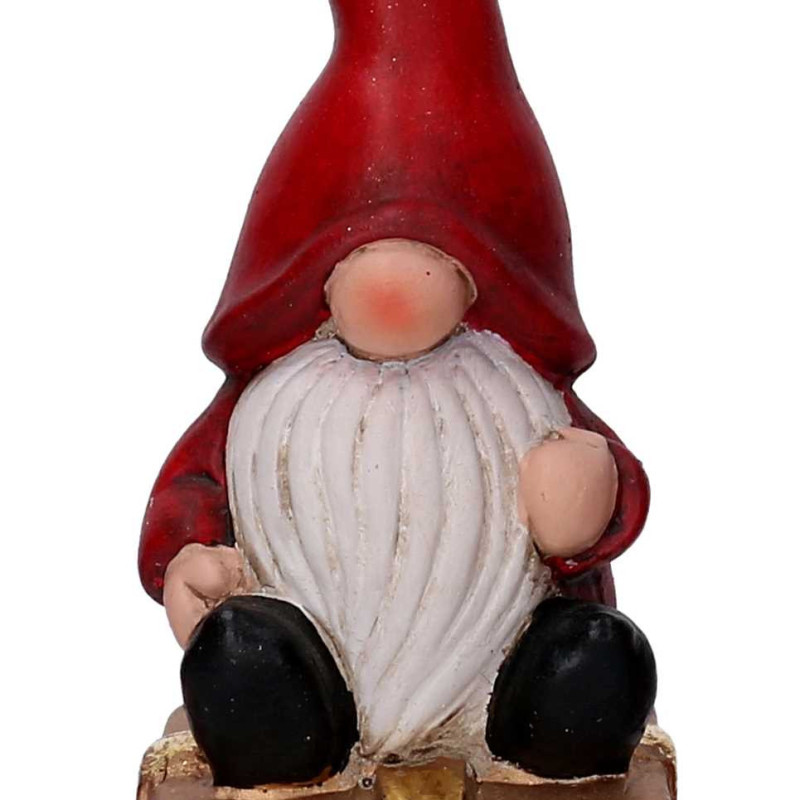 Set 3 Gnomi Ceramica Rosso su Regalo Oro 7x5,8x18,7 cm Natale