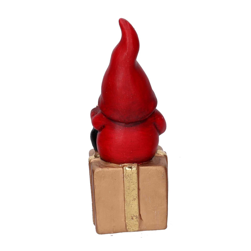 Set 3 Gnomi Ceramica Rosso su Regalo Oro 7x5,8x18,7 cm Natale