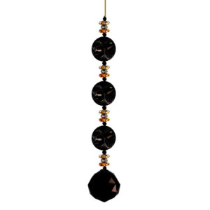 Set 4 Addobbi Albero Plastica Gemme Sfera Nero 30 cm Natale