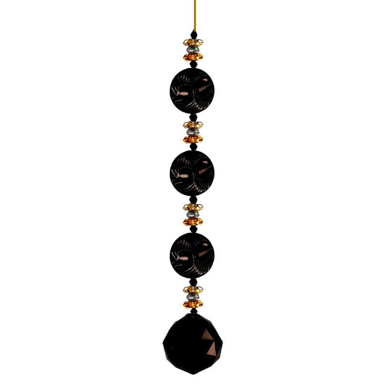 Set 4 Addobbi Albero Plastica Gemme Sfera Nero 30 cm Natale