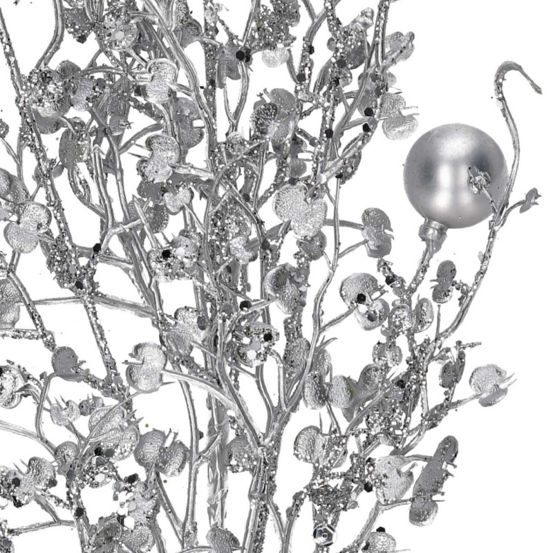 Set di 3 Rami Plastica Sfere Argento 65x4x25 cm Decorazione