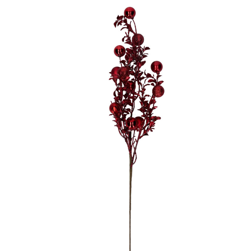 Set 2 Rami Plastica Sfere Rosso Decorazioni Natalizie