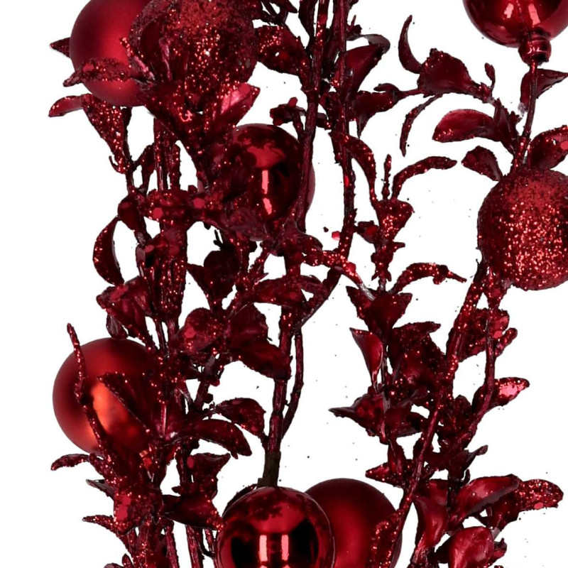 Set 2 Rami Plastica Sfere Rosso Decorazioni Natalizie