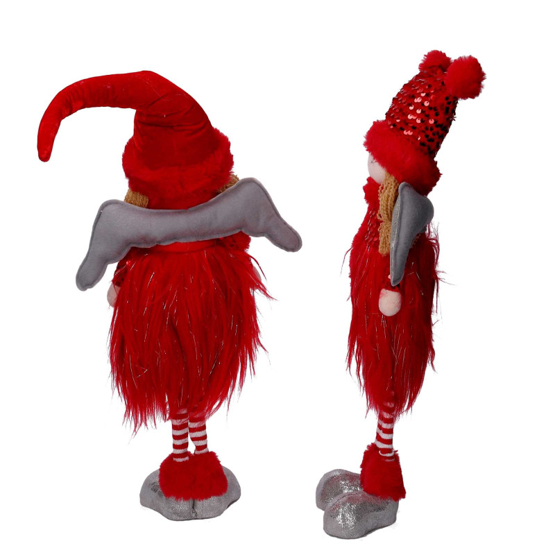 Set 2 Angeli Tessuto Rosso 24x9x71 cm Decorazioni Natale