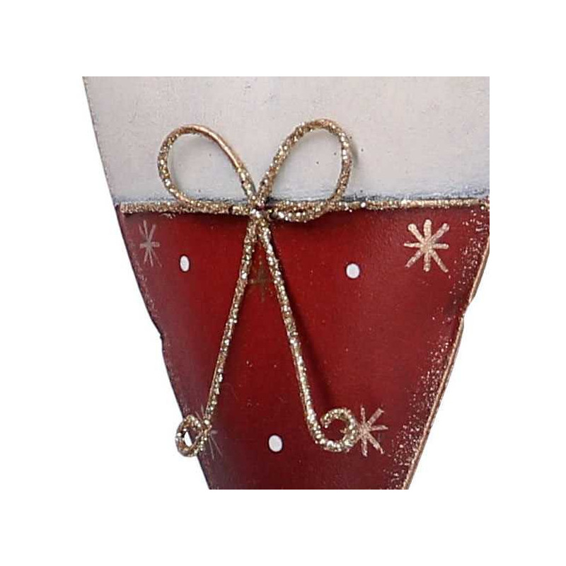 Set 4 Cuori Metallo Bianco e Rosso 7,6x2,5x11 cm Decorazione