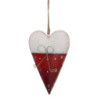Set 4 Cuori Metallo Bianco e Rosso 10x2,3x14,5 cm Natale