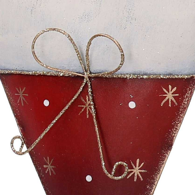 Set 4 Cuori Metallo Bianco e Rosso 10x2,3x14,5 cm Natale
