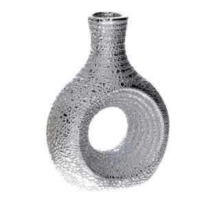 Set di 4 Vasi Ceramica Argento Tondi per Casa e Giardino