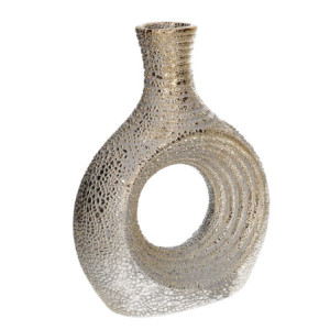 Set 2 vasi ceramica oro tondi Ø14xH18,2 cm giardino casa