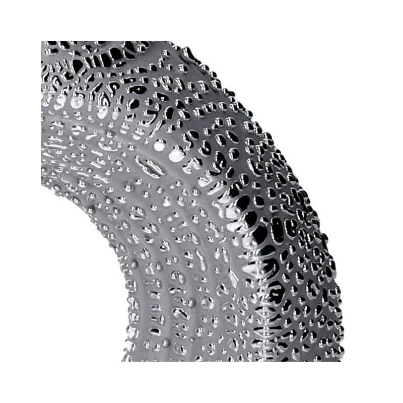 Set Di 2 Vasi Ceramica Argento Tondo Cm 14X6H18,2 | Fioriere