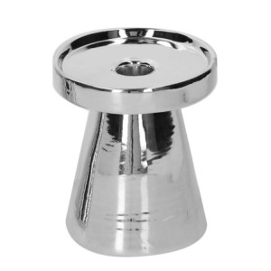 Set 2 Portacandele Ceramica Argento Ø10,5x12 cm Design Casa