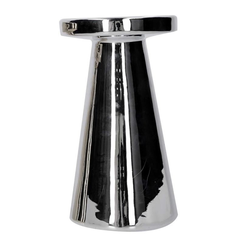Set 2 Portacandele Ceramica Argento Ø11x18,5 cm Design Casa