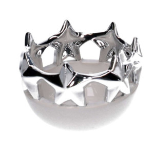 Set di 4 Svuotatasche Ceramica Stelle Bianco e Argento Design