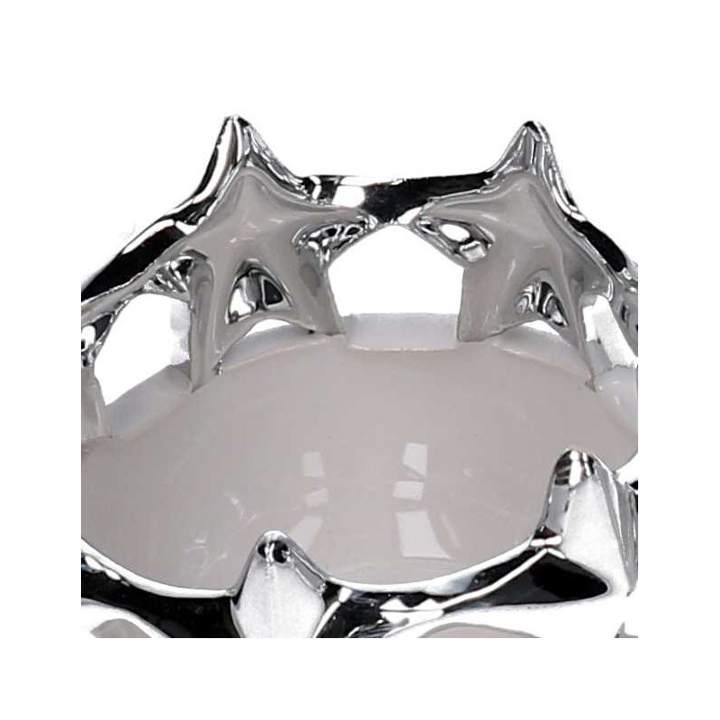 Set di 4 Svuotatasche Ceramica Stelle Bianco e Argento Design