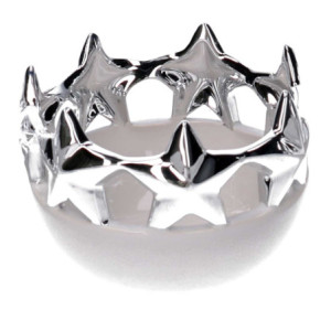 Set di 2 Svuotatasche Ceramica Stelle Bianco e Argento Design