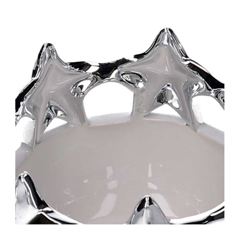 Set di 2 Svuotatasche Ceramica Stelle Bianco e Argento Design