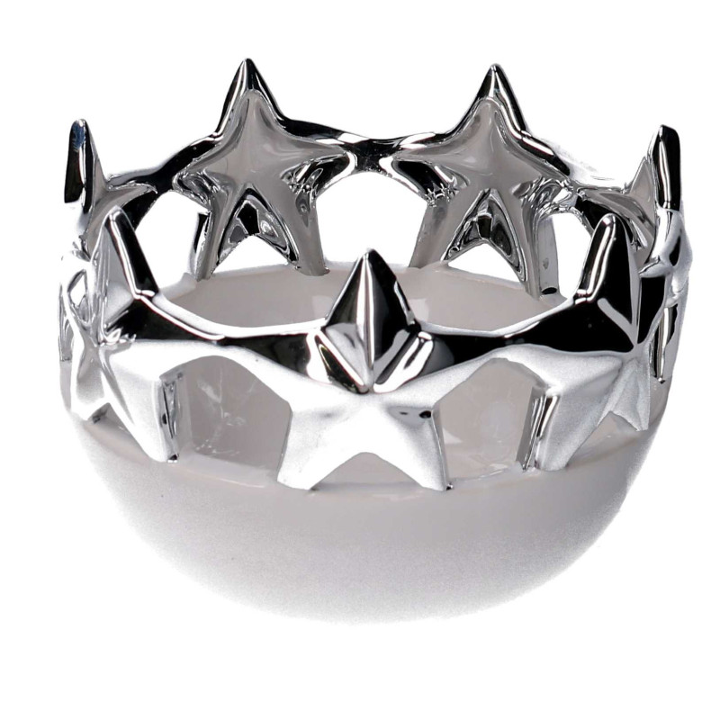 Set di 2 Svuotatasche Ceramica Stelle Bianco e Argento Design