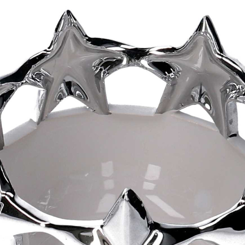Set di 2 Svuotatasche Ceramica Stelle Bianco e Argento Design