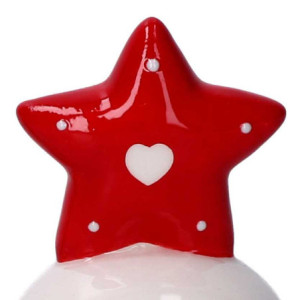 Zoom Set di 4 Campane ceramica stella rosso e bianco cm ø6h11,5