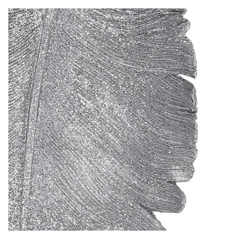 Set 2 Centrotavola Resina Piuma Argento 34x14 – Eleganza Natalizia