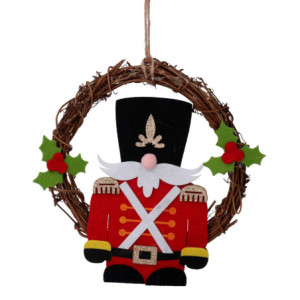 Set 4 Ghirlande Rattan Soldatino Rosso 21,5x3x22 cm Natale