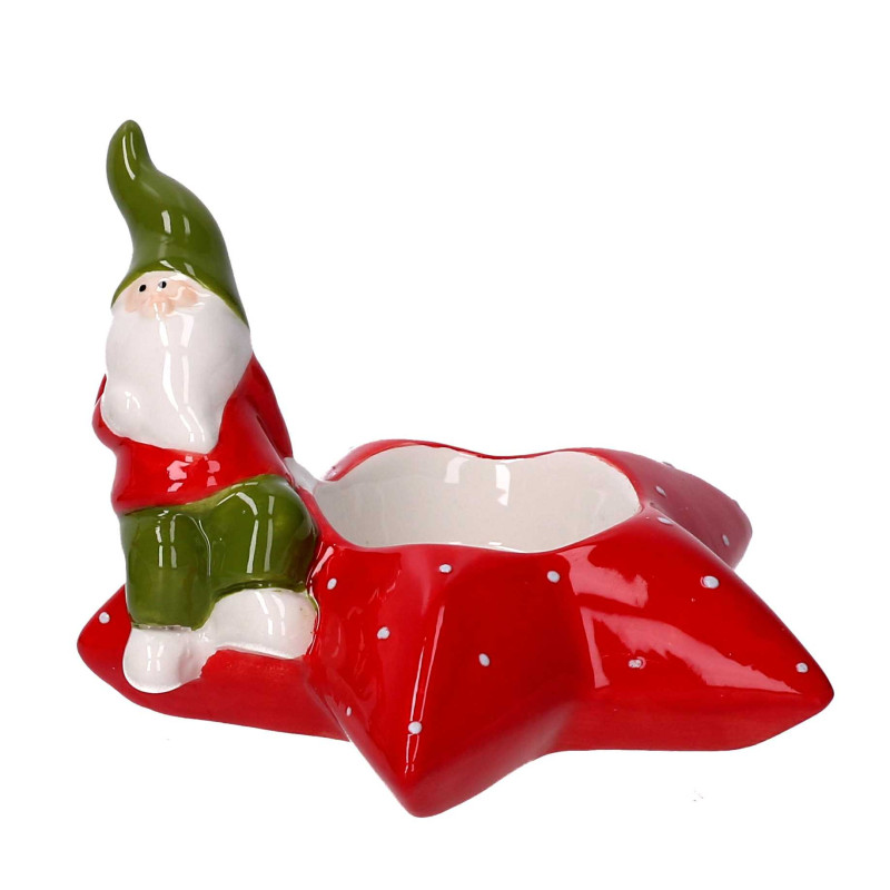 Set 4 Portacandele Ceramica Stella Rosso 11x11x8,5 cm Casa