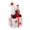 Set 4 Pacchi Regalo Ceramica Bianco Rosso Renna LED 7x6,5x14 cm