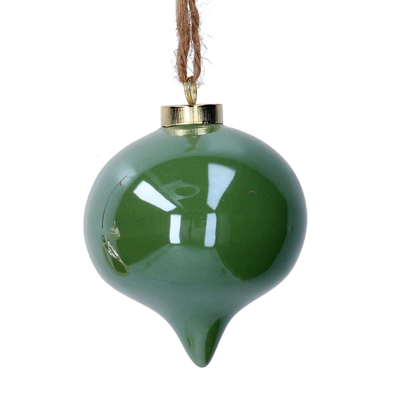 Set di 8 Sfere Ceramica Cipolla Verde Ø6,5x10,8 cm Natale