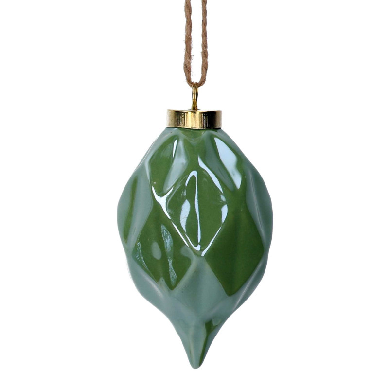 Set di 8 Sfere Ceramica Goccia Verde Ø6x11 cm Natale