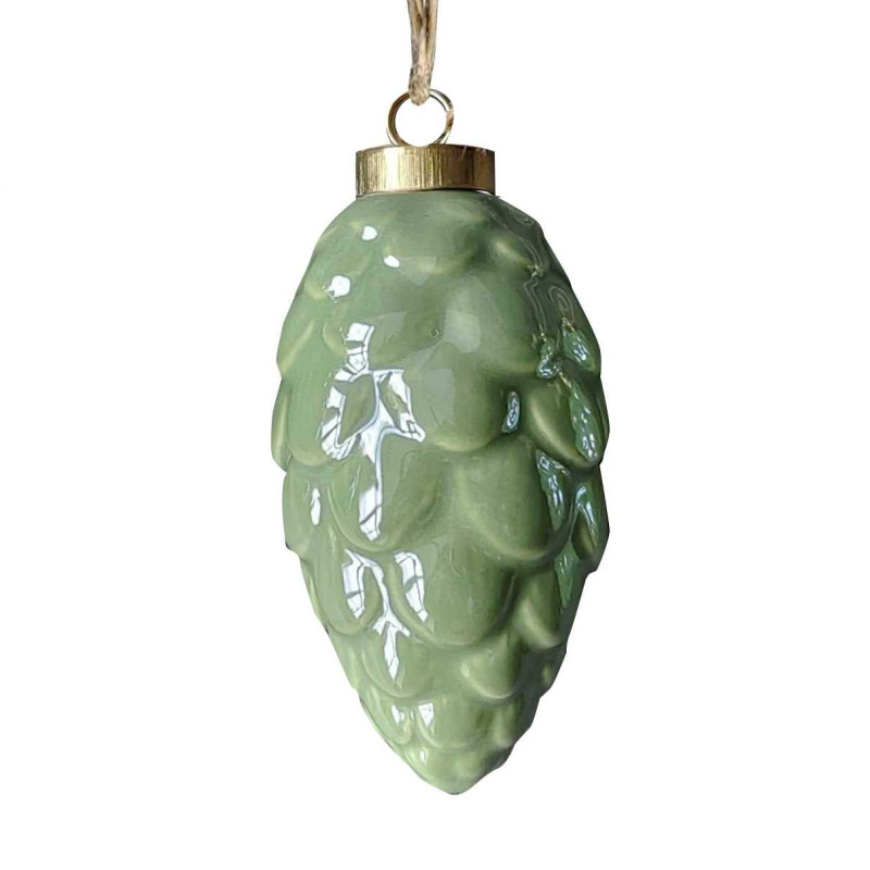 Set 12 Pigne Ceramica Verde Ø5,1x10,6 cm Decorazione Natale