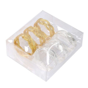 Set 2 Portatovaglioli Metallo Argento Oro 12,5x11x5 cm Tavola