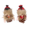 Set 6 Pigne Tessuto Pupazzo Rosso 8x6x14 cm Decorazione Natale