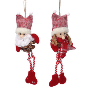 Set 8 Pigne Tessuto Pupazzo Rosso 9x9x26 cm Decorazione Natale