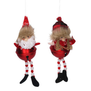 Set 4 Campanelli Metallo Pupazzo Rosso Ø8x30 cm Natale