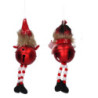 Set 4 Campanelli Metallo Pupazzo Rosso Ø8x30 cm Natale