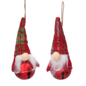 Set 6 Campanelli Metallo Gnomo Rosso Ø6x18,5 cm Natale