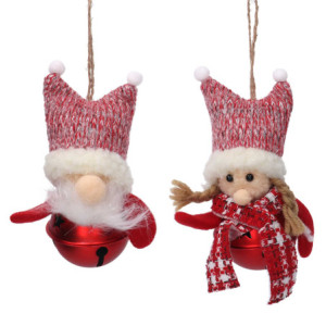 Set 6 Campanelli Metallo Pupazzo Rosso Ø6x14 cm Natale