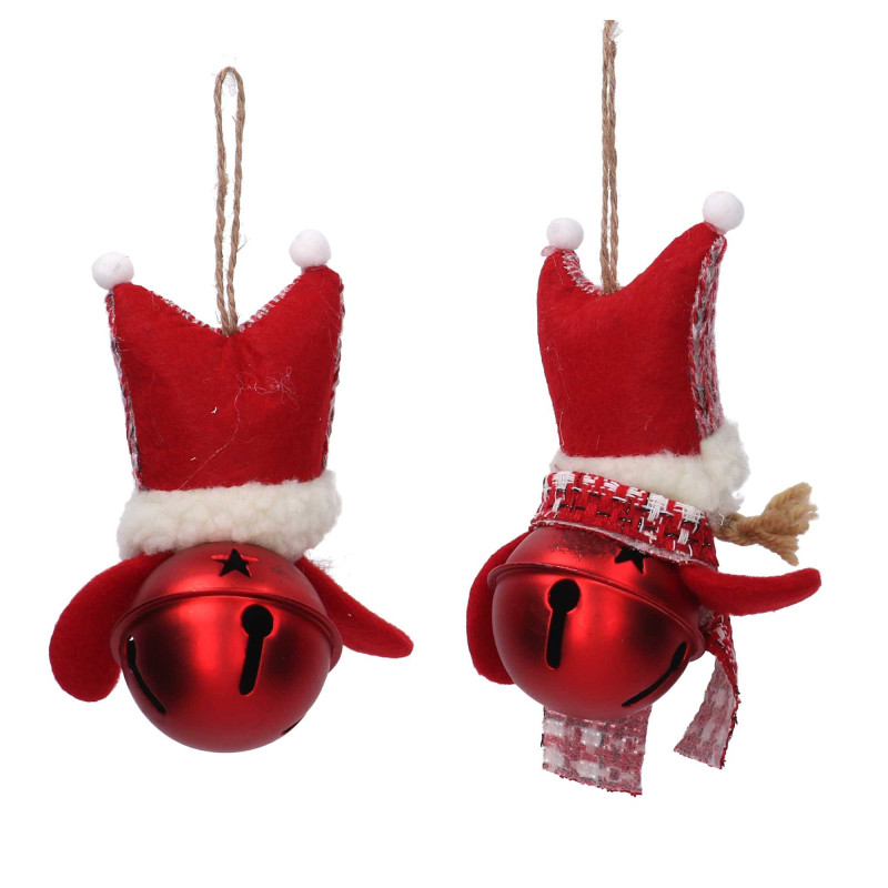 Set 6 Campanelli Metallo Pupazzo Rosso Ø6x14 cm Natale